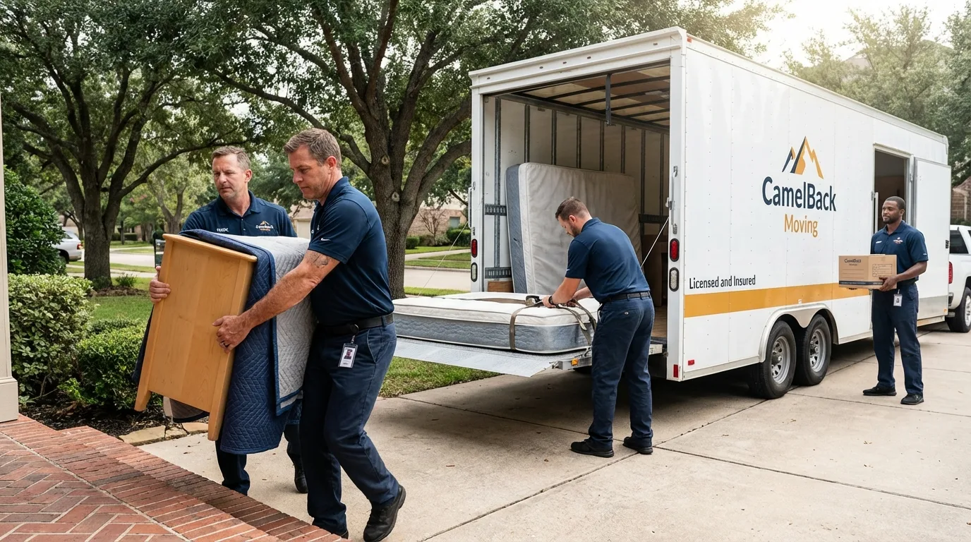 Crew loading residential truck for cross-state move from Galion, OH