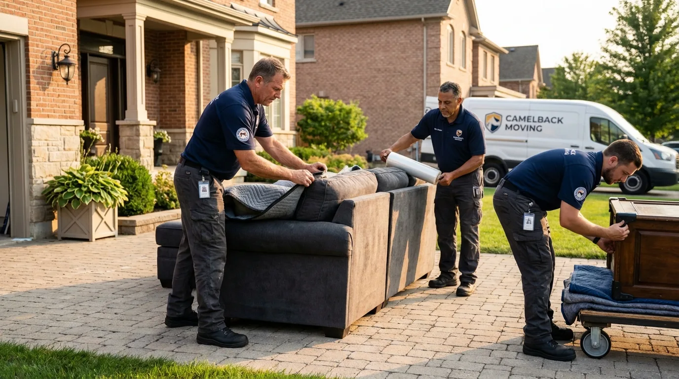 Large estate moving crew wrapping furniture in Galion, OH
