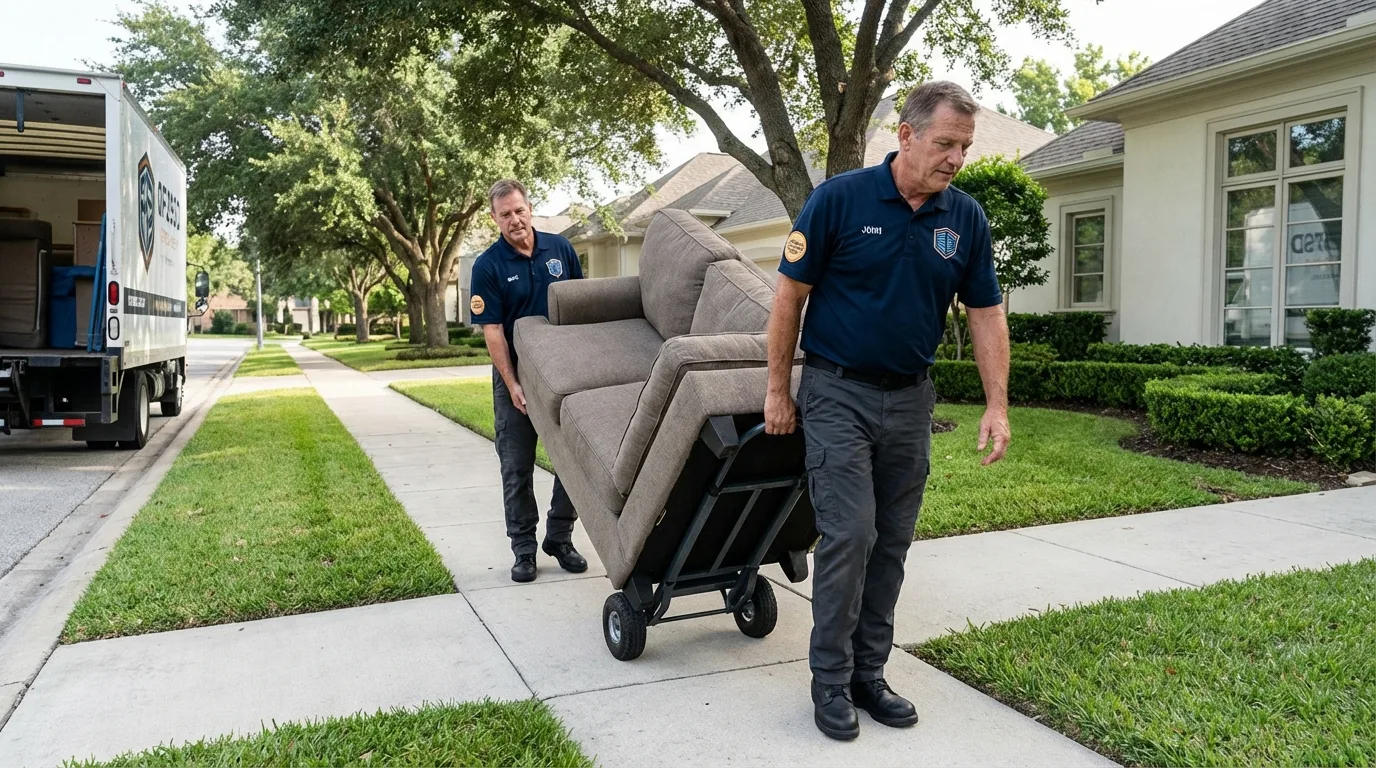 Local residential moving crew loading furniture in Galion, OH